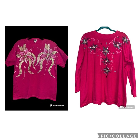 “Moda Bazaar”California 2 Hot pink puff, paint, glitter, floral, and faux pearls - Picture 1 of 15